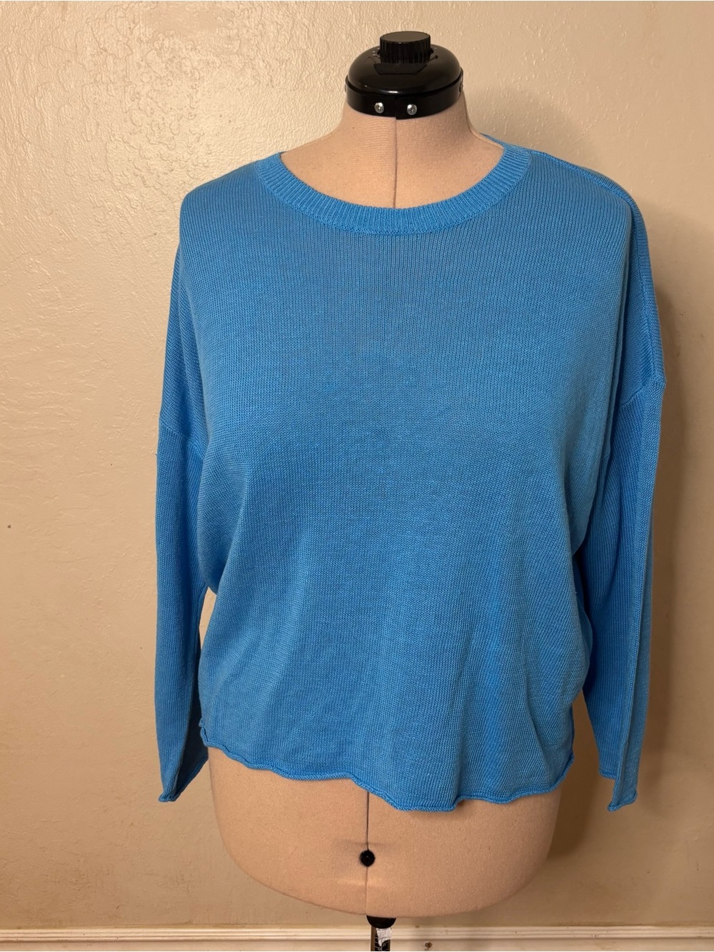 Eileen Fisher Sky Blue Crewneck Lightweight Knit Sweater